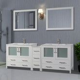 84 in. Double Sink Modern Bathroom Vanity Compact Set in White - Decohub Home