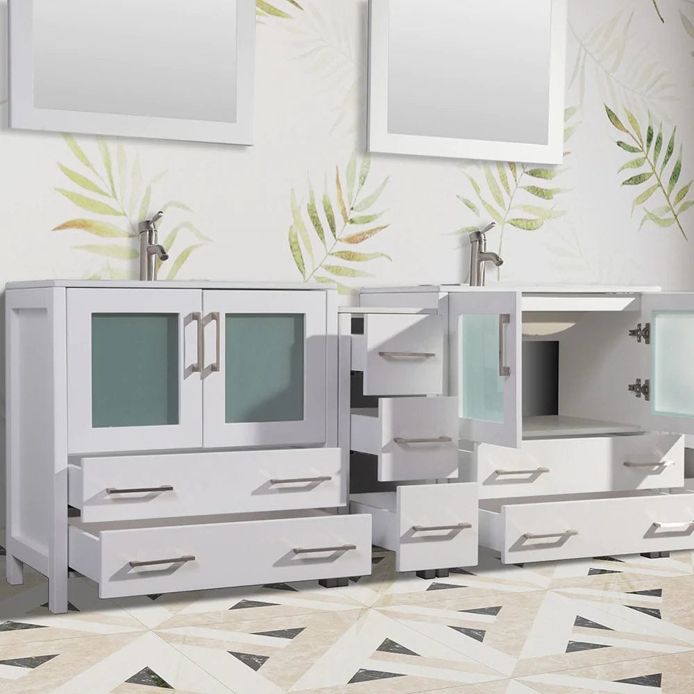 84 in. Double Sink Modern Bathroom Vanity Set in White - Decohub Home