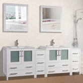 84 in. Double Sink Modern Bathroom Vanity Set in White - Decohub Home