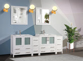 84 in. Double Sink Modern Bathroom Vanity Set in White - Decohub Home