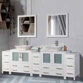 96 in. Double Sink Bathroom Vanity Combo Set in White - Decohub Home