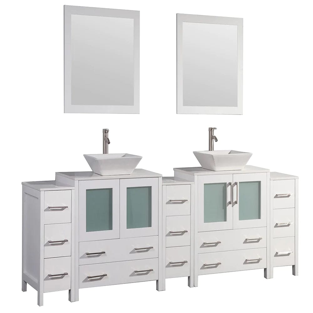 96 in. Double Sink Bathroom Vanity Combo Set in White - Decohub Home