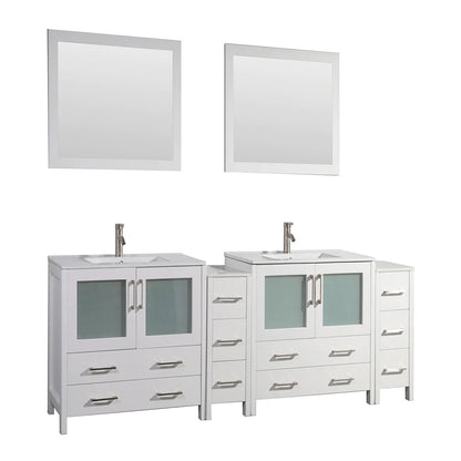 96 in. Double Sink Modern Bathroom Vanity Compact Set in White - Decohub Home