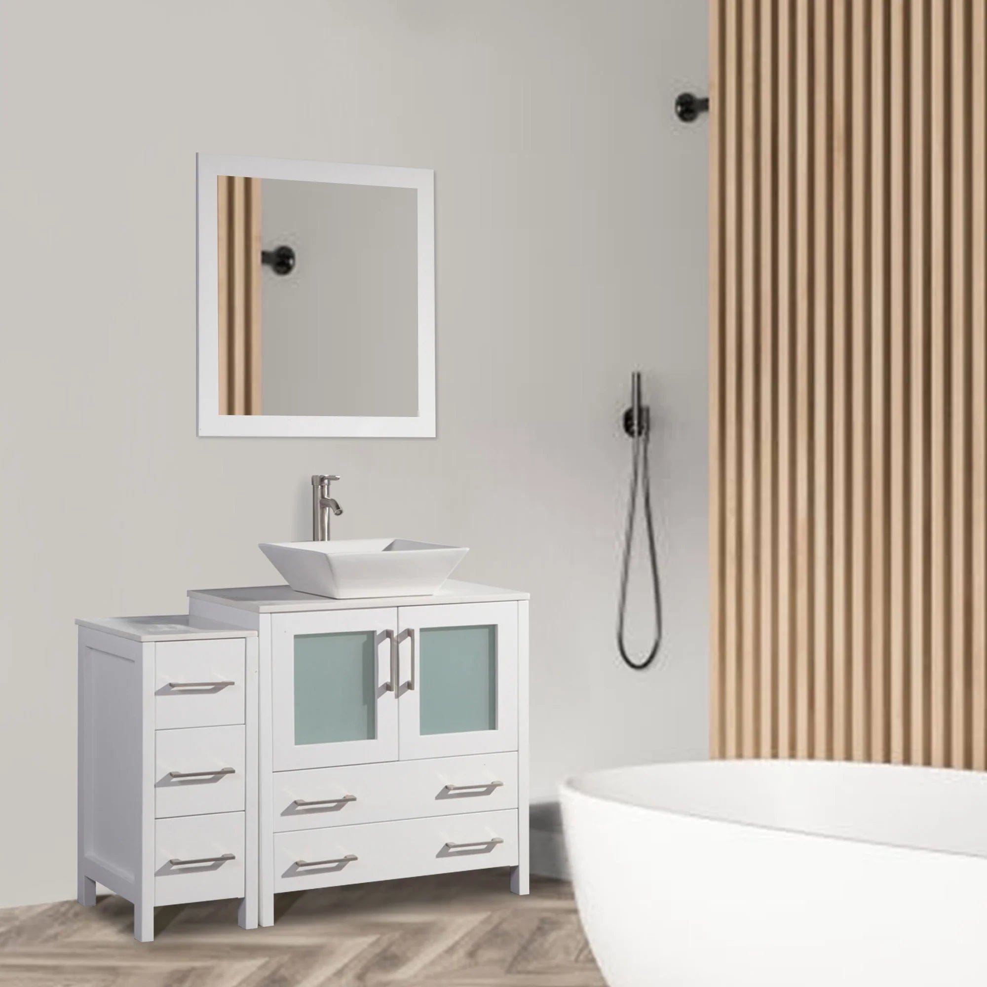 42 in. Single Sink Bathroom Vanity Combo Set in White - Decohub Home