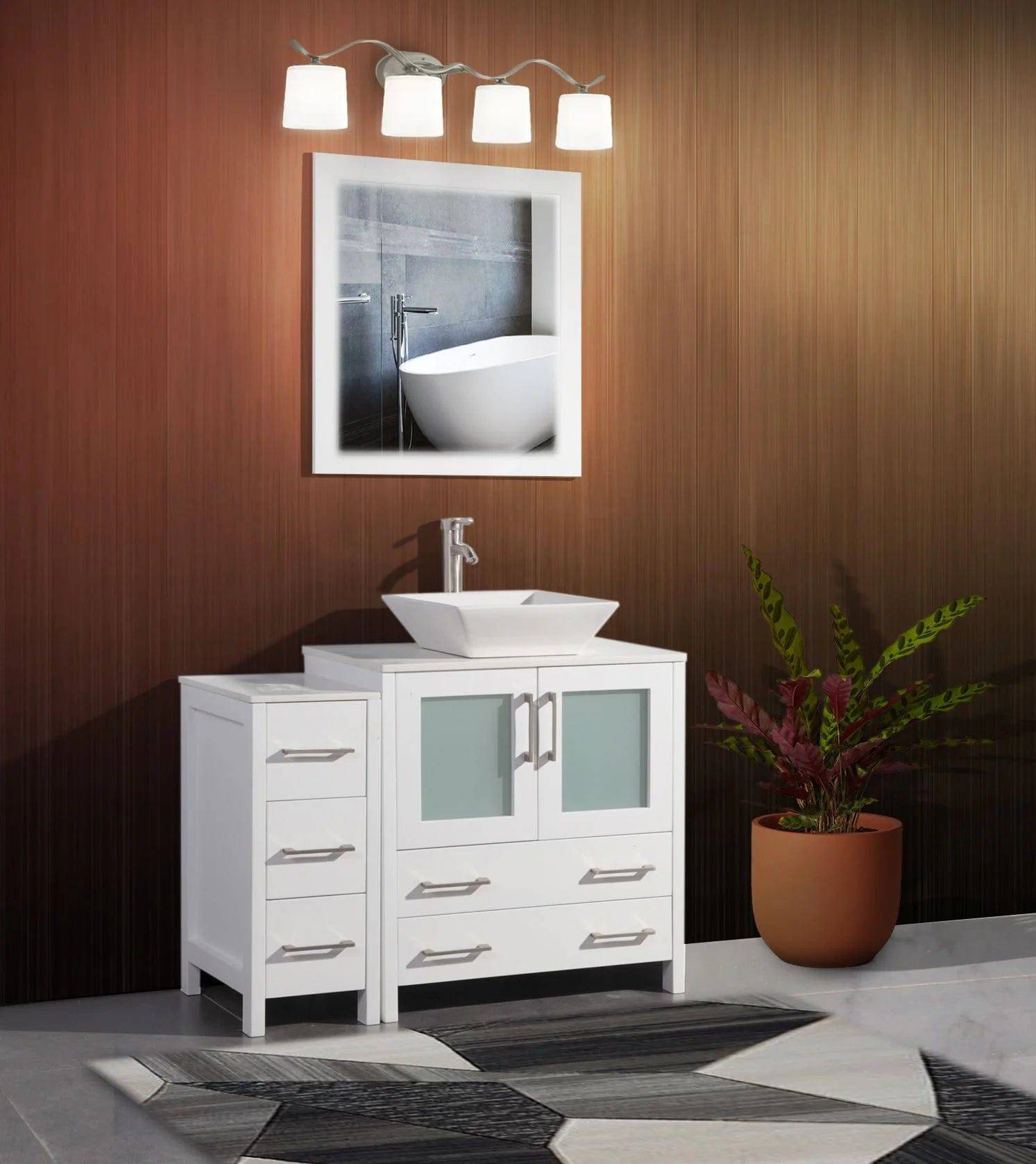 42 in. Single Sink Bathroom Vanity Combo Set in White - Decohub Home