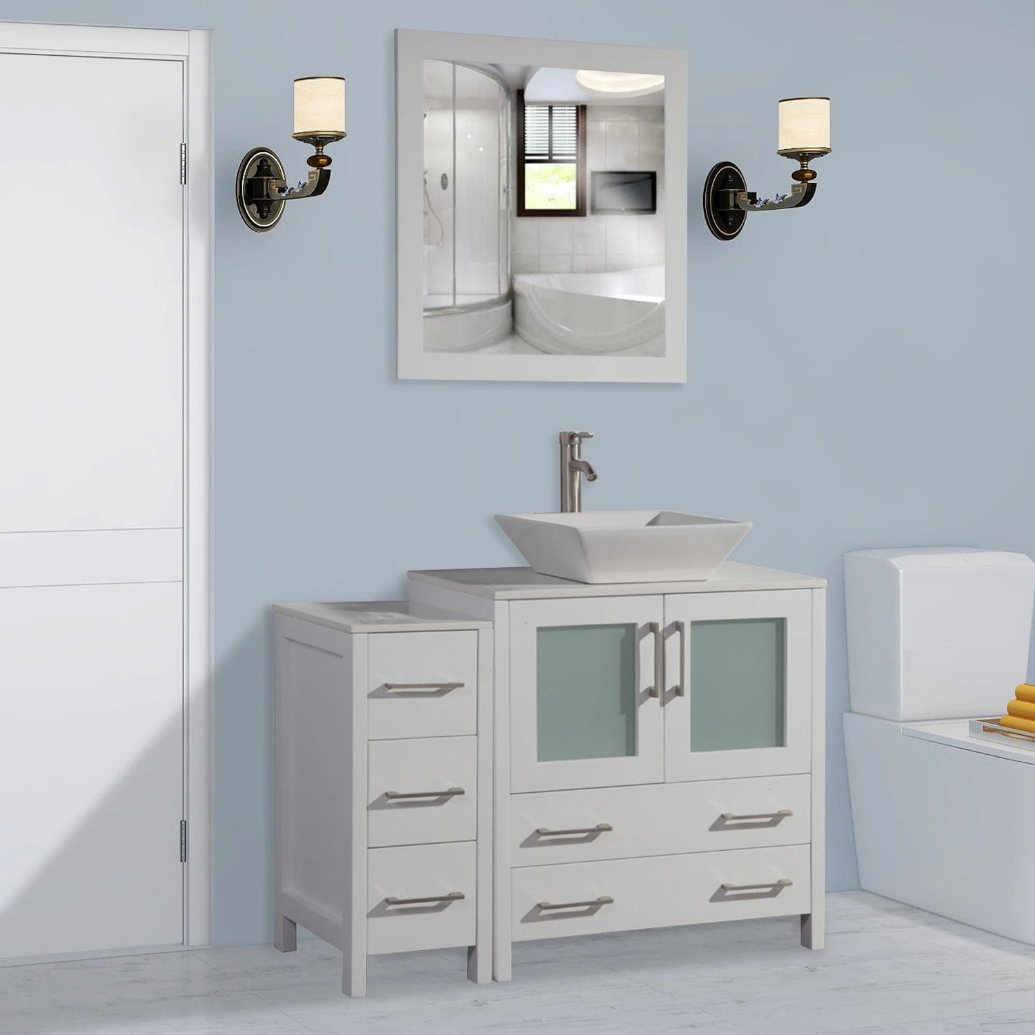 42 in. Single Sink Bathroom Vanity Combo Set in White - Decohub Home