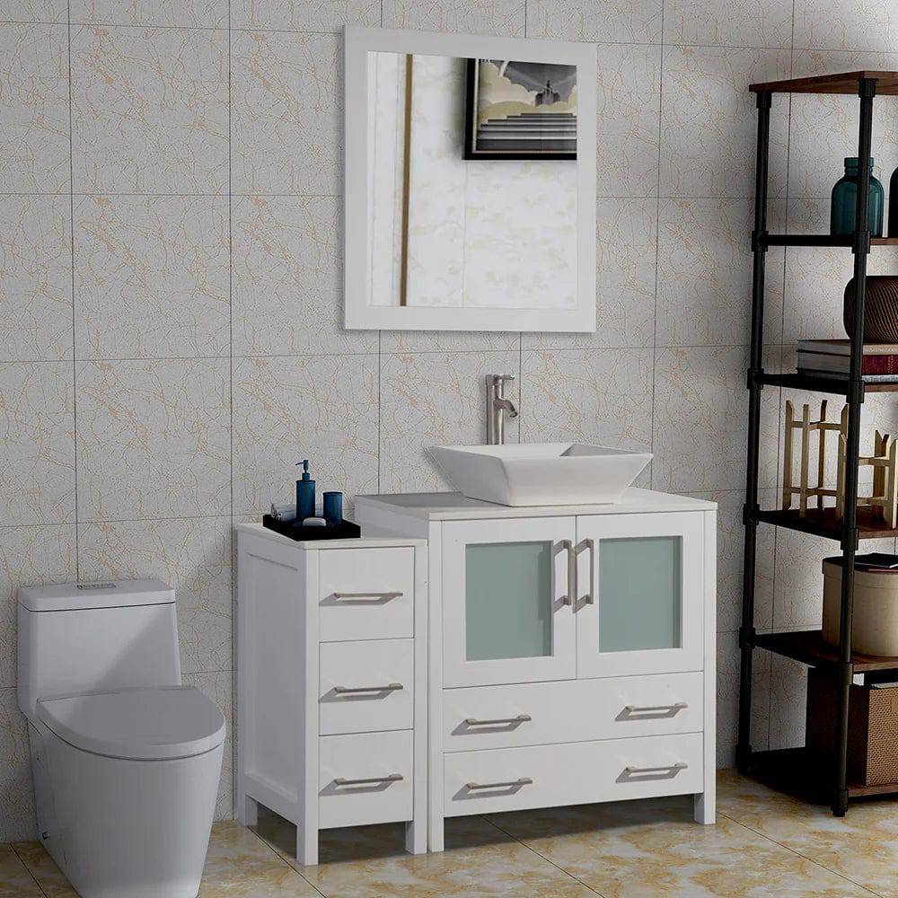 42 in. Single Sink Bathroom Vanity Combo Set in White - Decohub Home