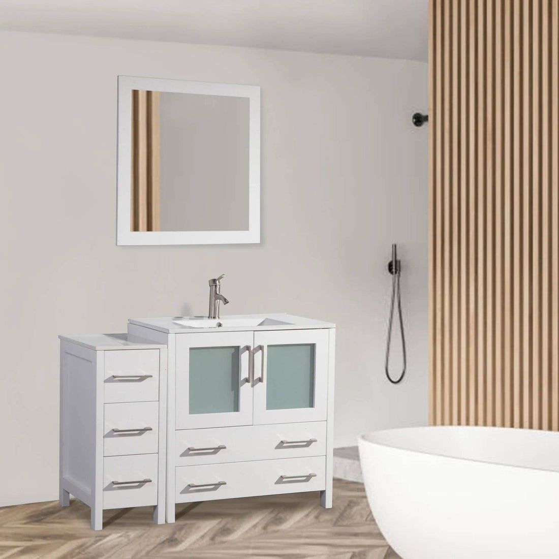 42 in. Single Sink Bathroom Vanity Set in White - Decohub Home