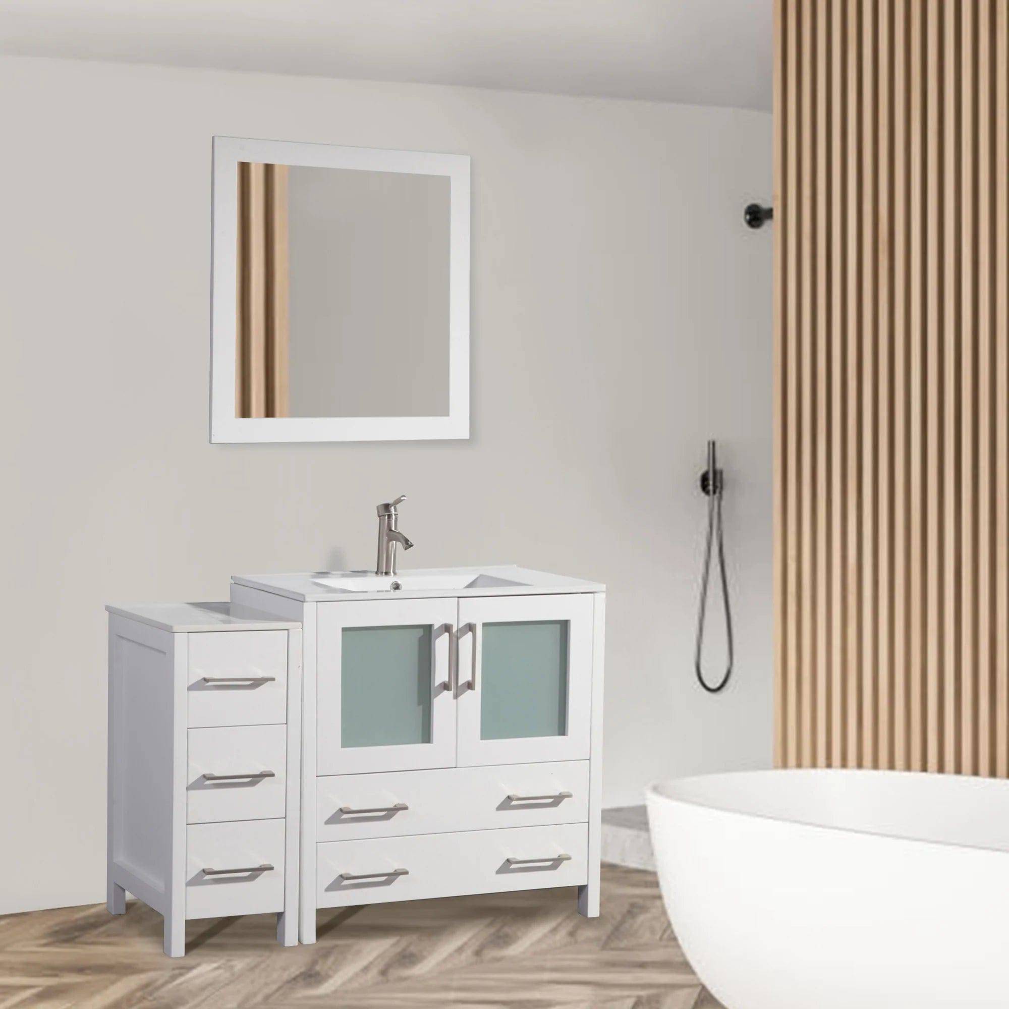 42 in. Single Sink Bathroom Vanity Set in White - Decohub Home