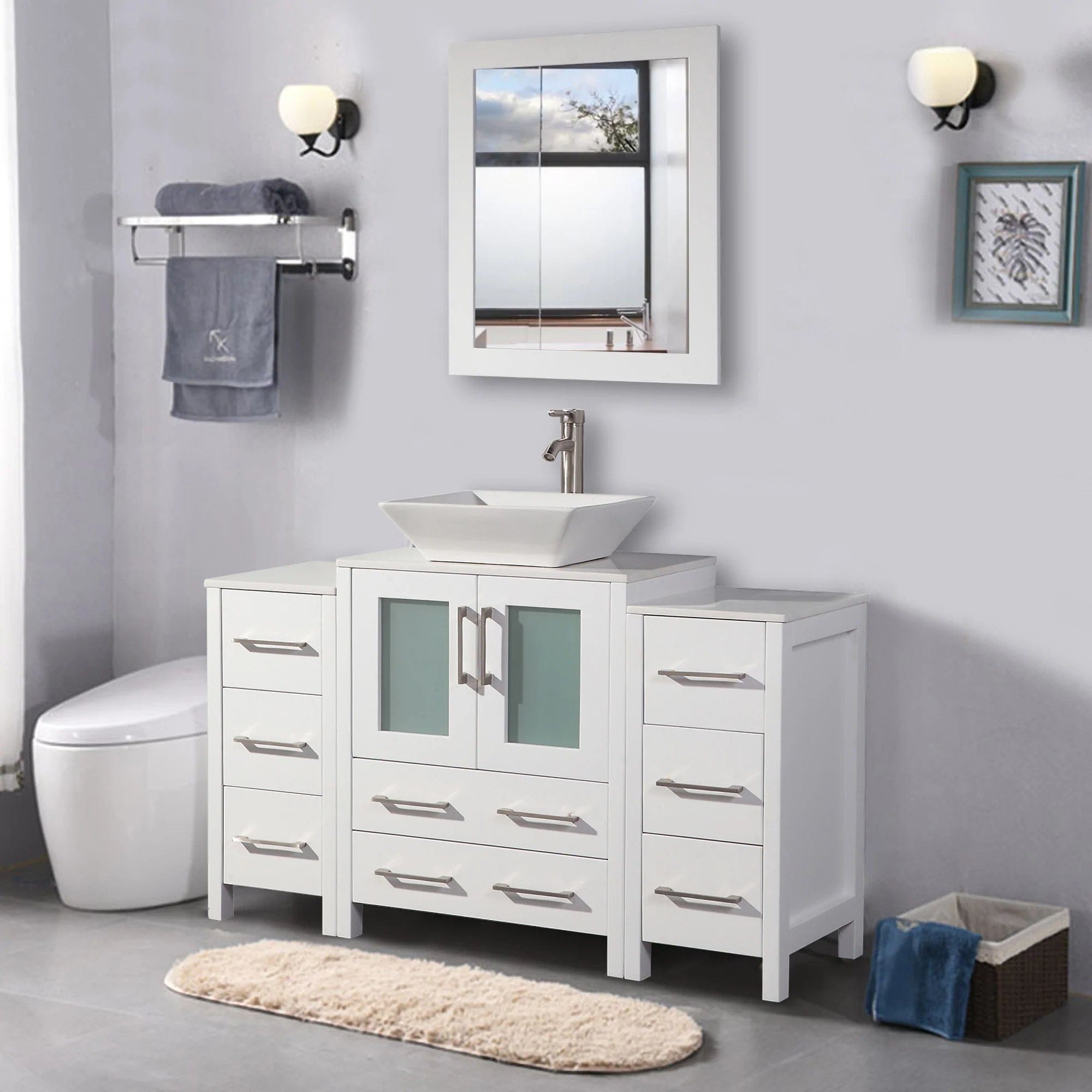 48 in. Single Sink Bathroom Vanity Combo Set in White - Decohub Home