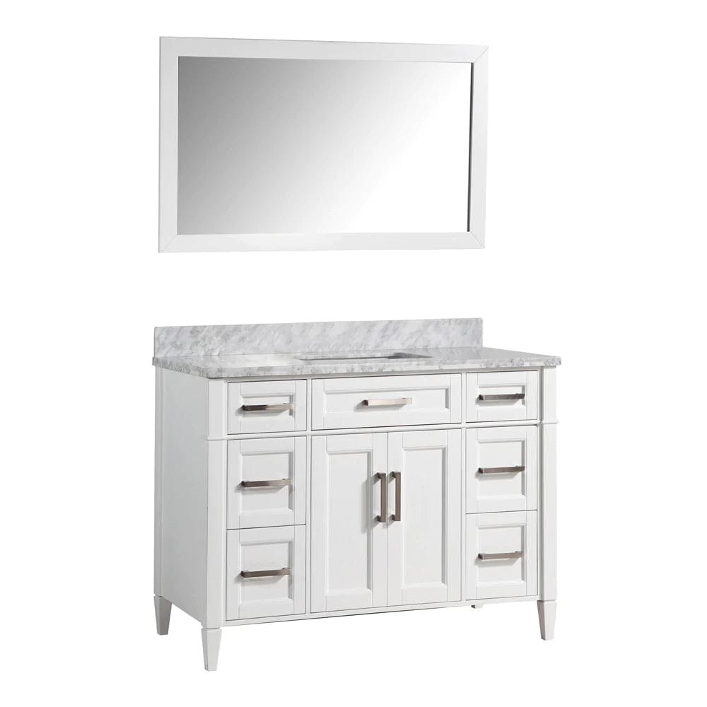 48 in. Single Sink Bathroom Vanity Set in White,Carrara Marble Stone Top - Decohub Home