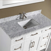 48 in. Single Sink Bathroom Vanity Set in White,Carrara Marble Stone Top - Decohub Home