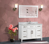 48 in. Single Sink Bathroom Vanity Set in White,Carrara Marble Stone Top - Decohub Home