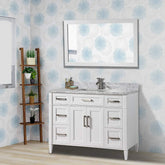 48 in. Single Sink Bathroom Vanity Set in White,Carrara Marble Stone Top - Decohub Home