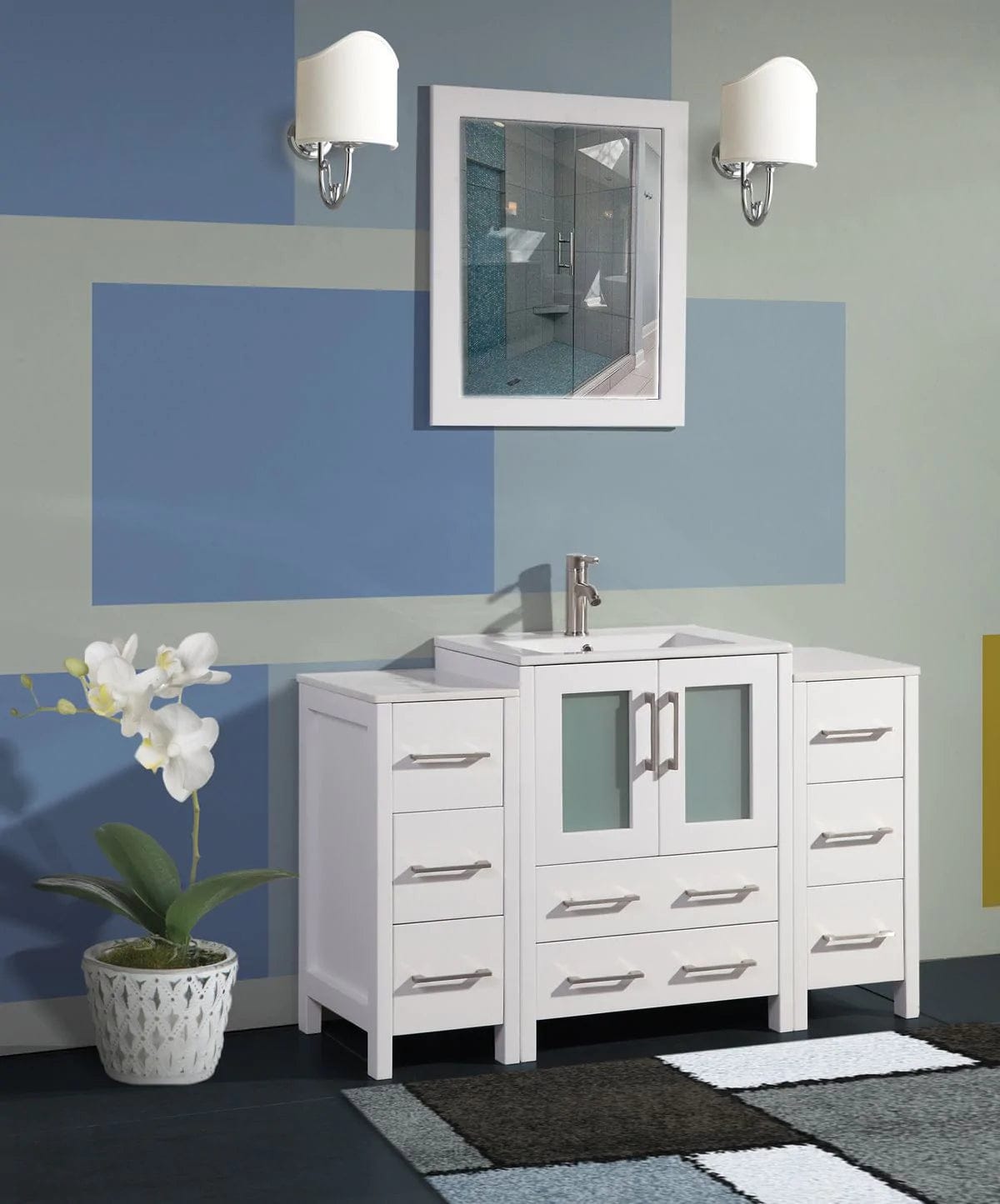 48 in. Single Sink Modern Bathroom Vanity Combo Set in White - Decohub Home
