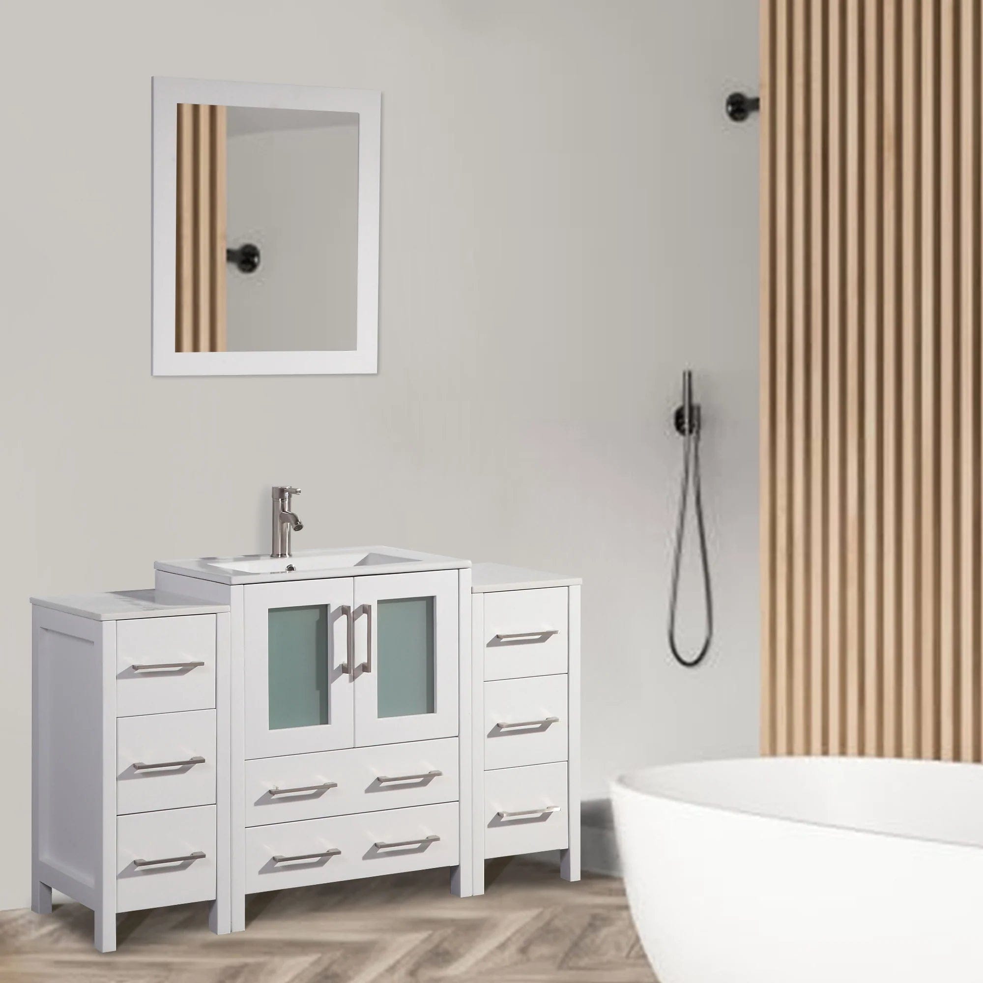48 in. Single Sink Modern Bathroom Vanity Combo Set in White - Decohub Home