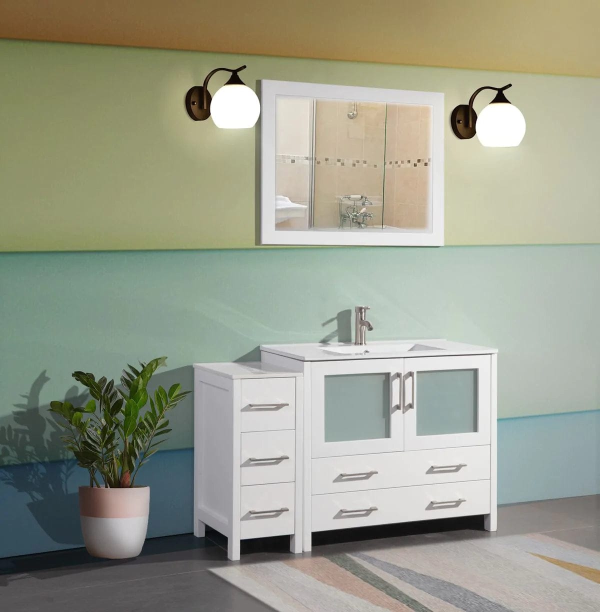 48 in. Single Sink Modern Bathroom Vanity Compact Set in White - Decohub Home