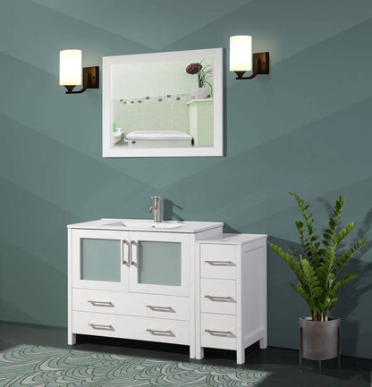 48 in. Single Sink Modern Bathroom Vanity Compact Set in White - Decohub Home