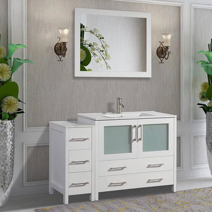 48 in. Single Sink Modern Bathroom Vanity Compact Set in White - Decohub Home