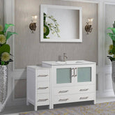48 in. Single Sink Modern Bathroom Vanity Compact Set in White - Decohub Home