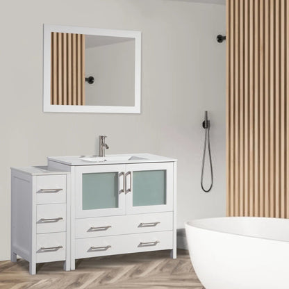 48 in. Single Sink Modern Bathroom Vanity Compact Set in White - Decohub Home