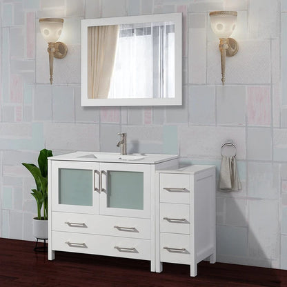 48 in. Single Sink Modern Bathroom Vanity Compact Set in White - Decohub Home