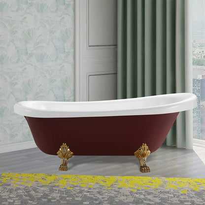 66.9x31.5 in. Freestanding Red Acrylic Bathtub