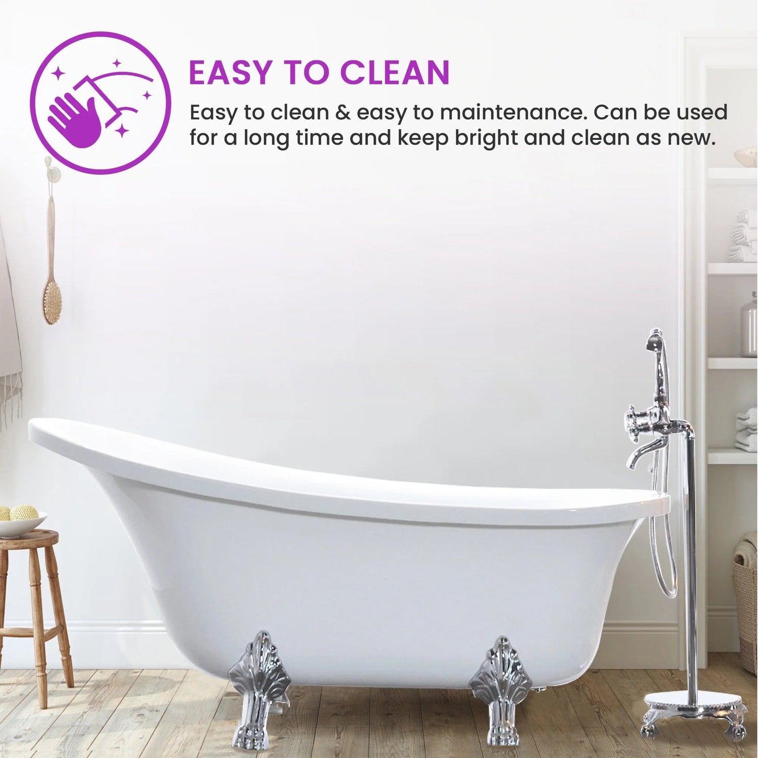 68.9x29.9 in. Freestanding White Acrylic Bathtub