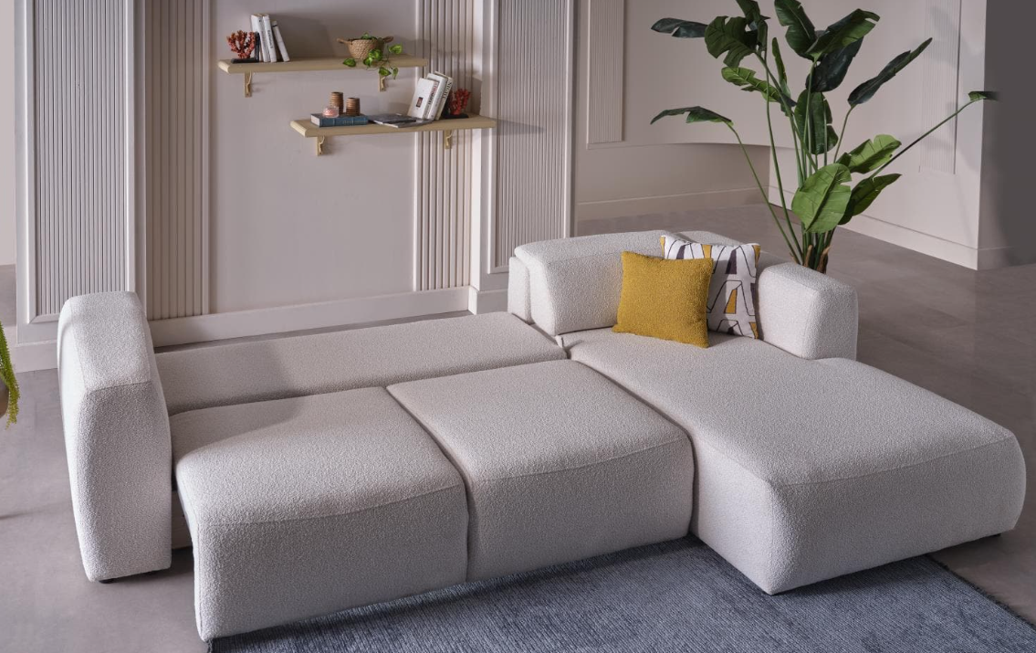 Sofá cama convertible PICASSO de 119&quot; de ancho, blanco (RAF)
