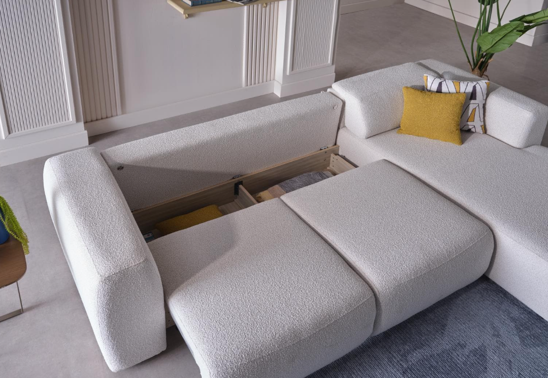 Sofá cama convertible PICASSO de 119&quot; de ancho, blanco (RAF)
