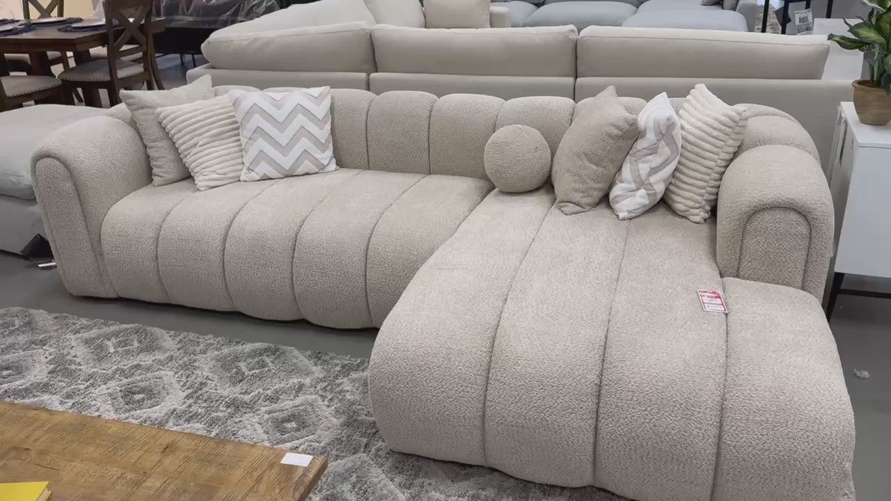 Lis Ivory Boucle RAF 115&quot; Sectional