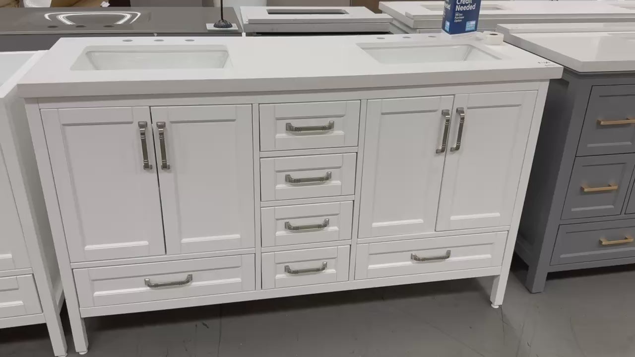 60 Inch Double Sink Gray Bathroom Vanity Set