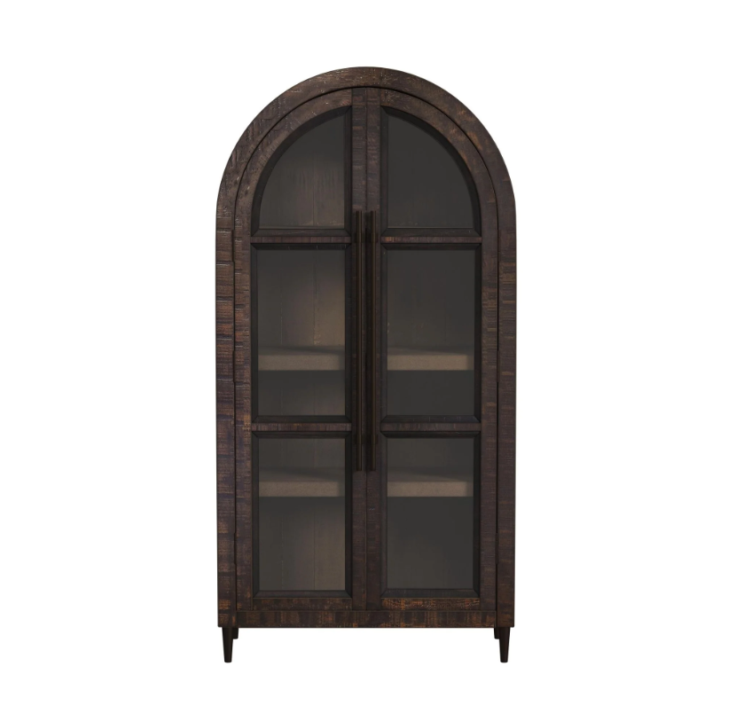 Santiago Arched Glass Door Cabinet - Espresso