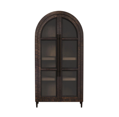 Santiago Arched Glass Door Cabinet - Espresso