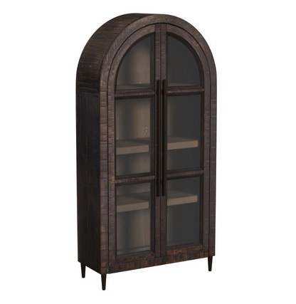 Santiago Arched Glass Door Cabinet - Espresso