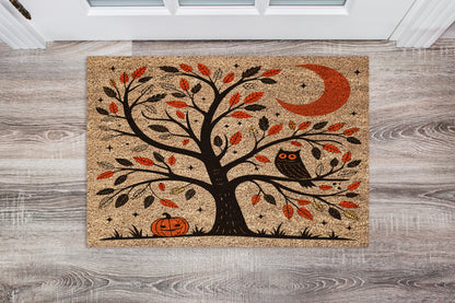 Scandinavian Folk Art Owl Tree Doormat