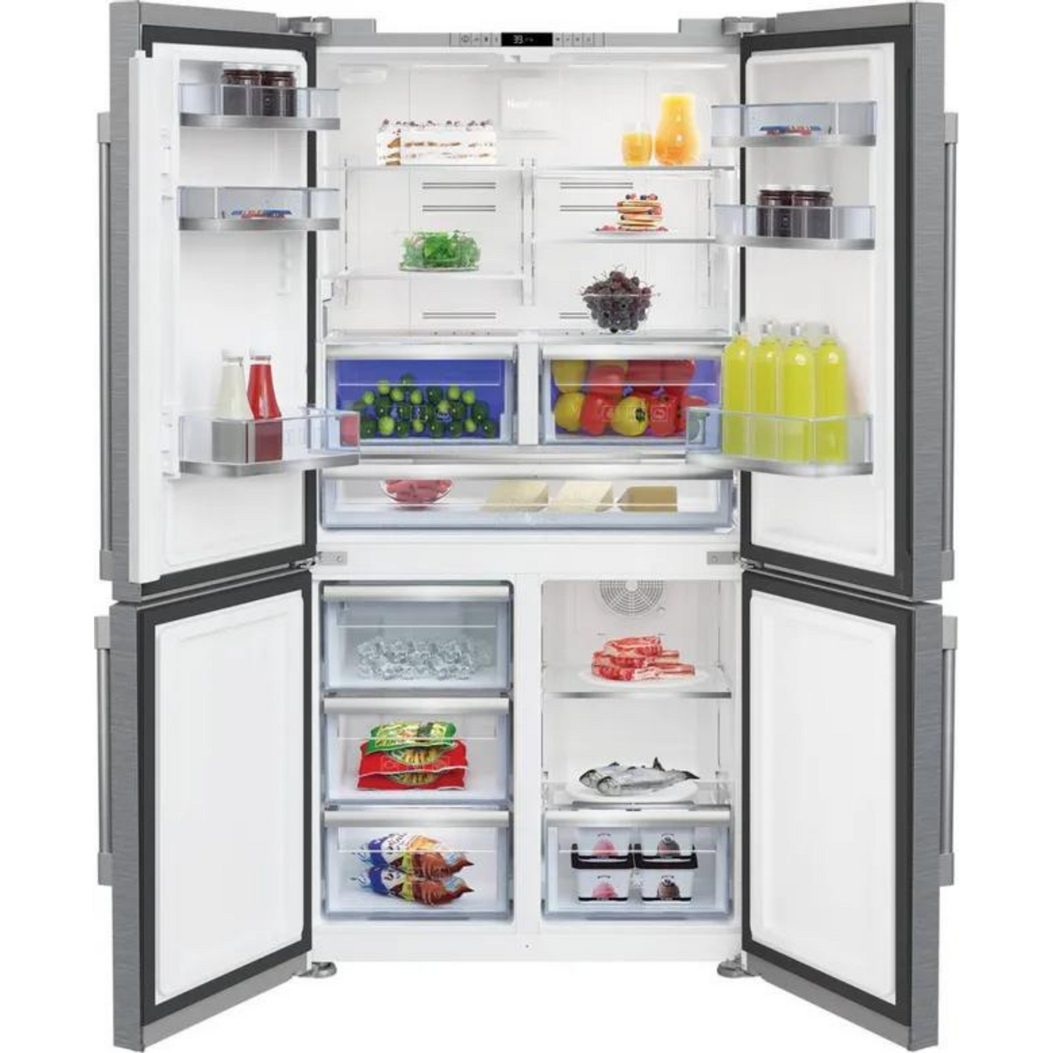 36&quot; French Four-Door Stainless Steel Refrigerator with auto Ice Maker, Water Dispenser - Decohub Home