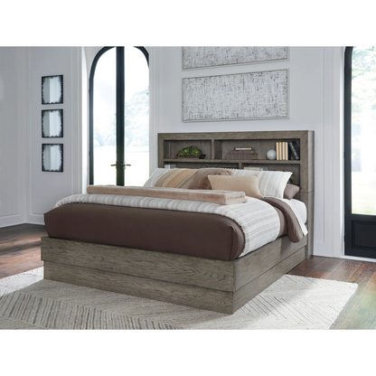 Anibecca Weathered Gray Bookcase Panel Bedroom Set