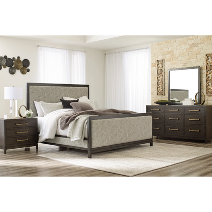 Burkhaus Brown Upholstered Panel Bedroom Set