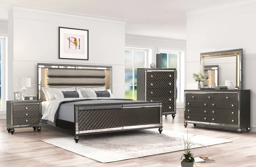 Stars Charcoal LED 5-Piece Bedroom Set