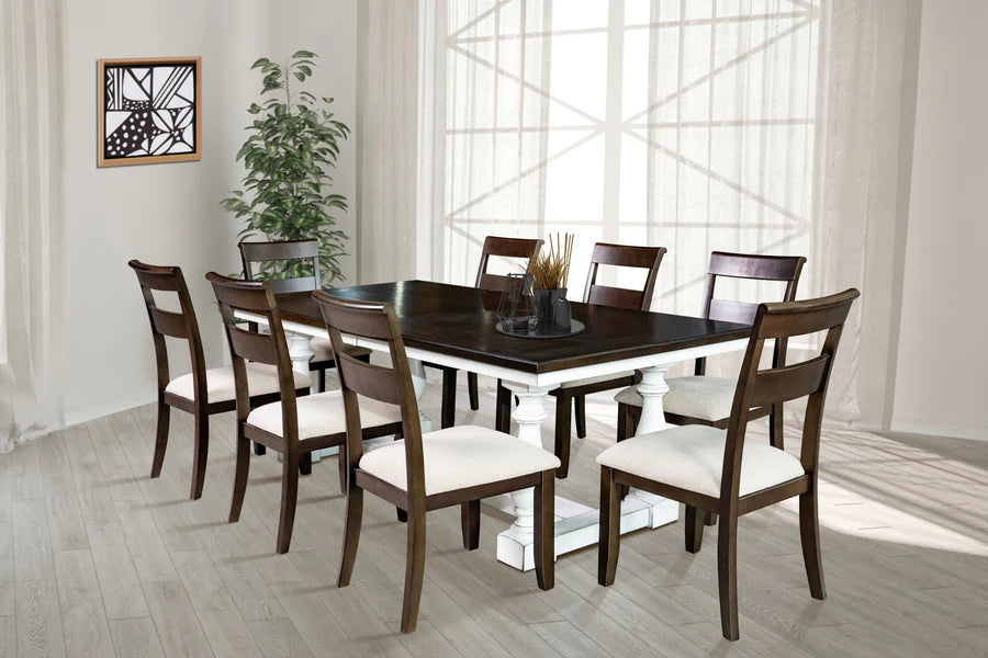 Thomas Brown/White 9-Piece Dining Room Set