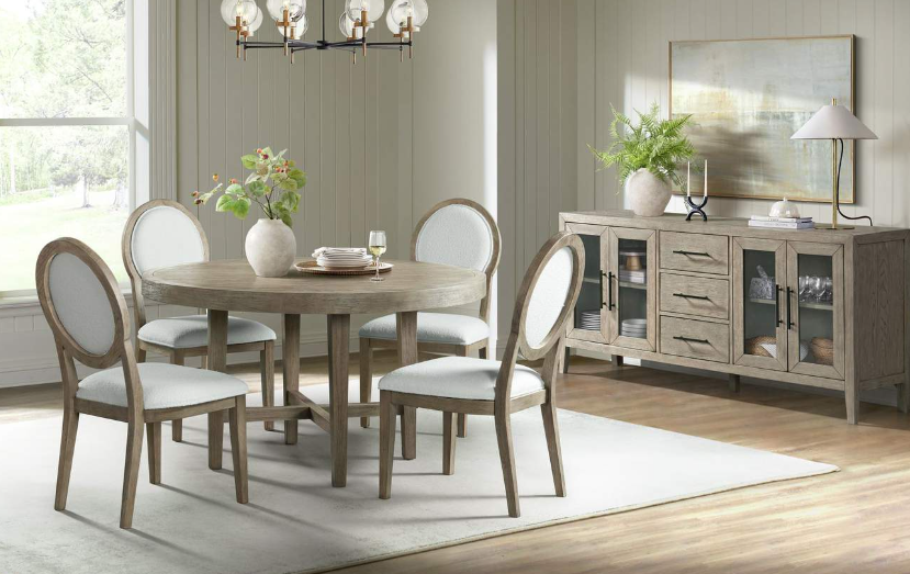 Versailles Contemporary Round Dining Table Set in Grey