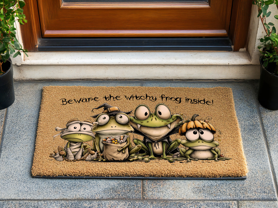 Witchy Frog Family Doormat