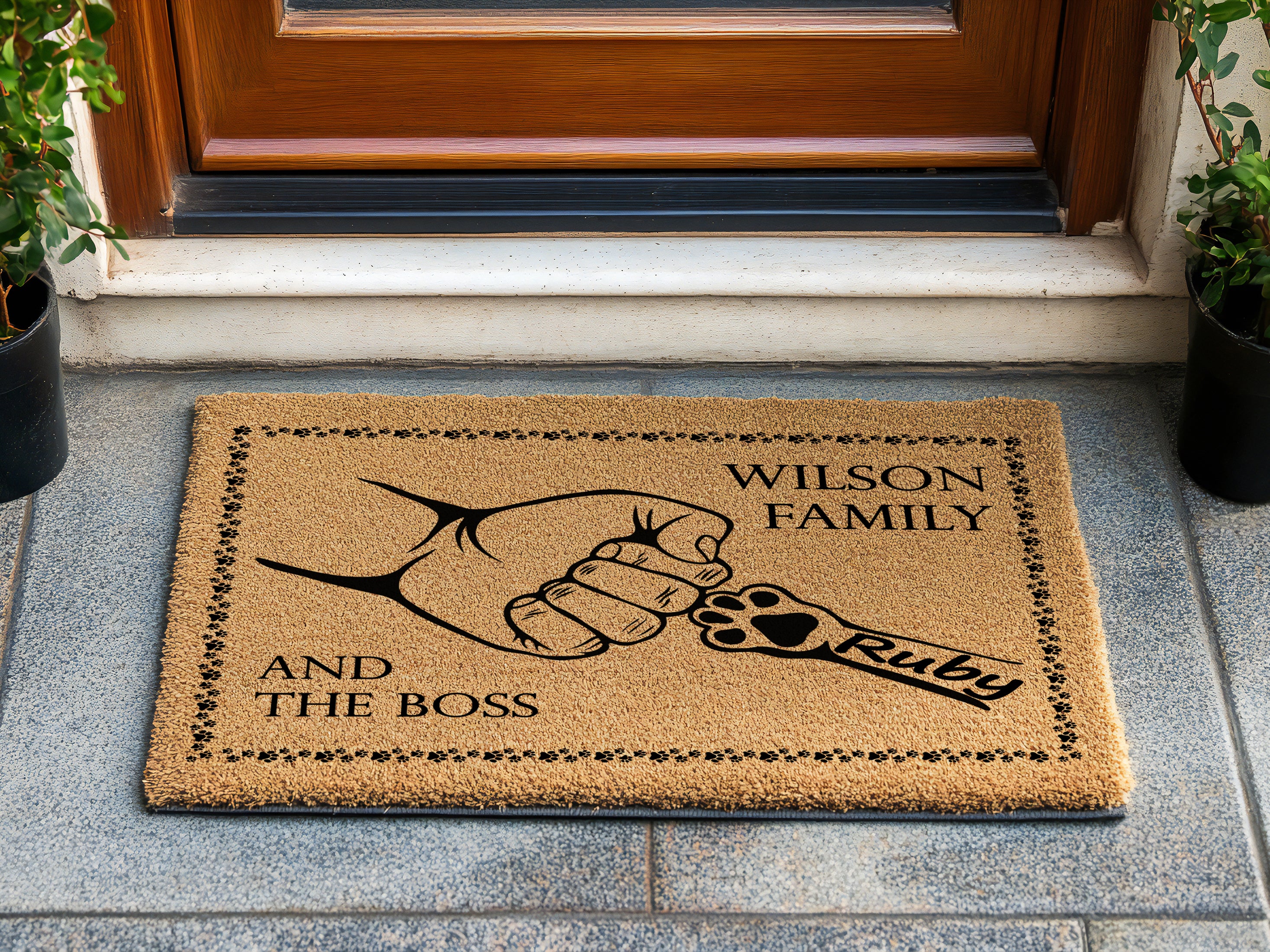 Custom Dog Family Name Doormat (Make contact for personalization details)