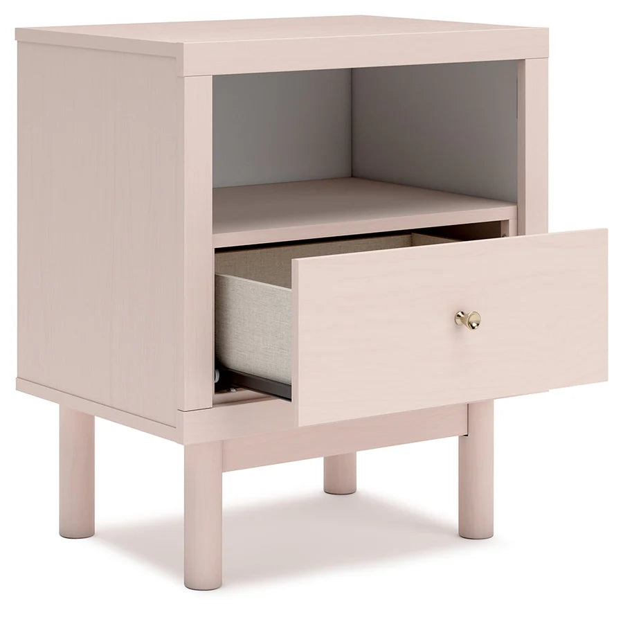 Juego de dormitorio juvenil con plataforma de almacenamiento tapizada en color rubor Wistenpine con 2 cajones