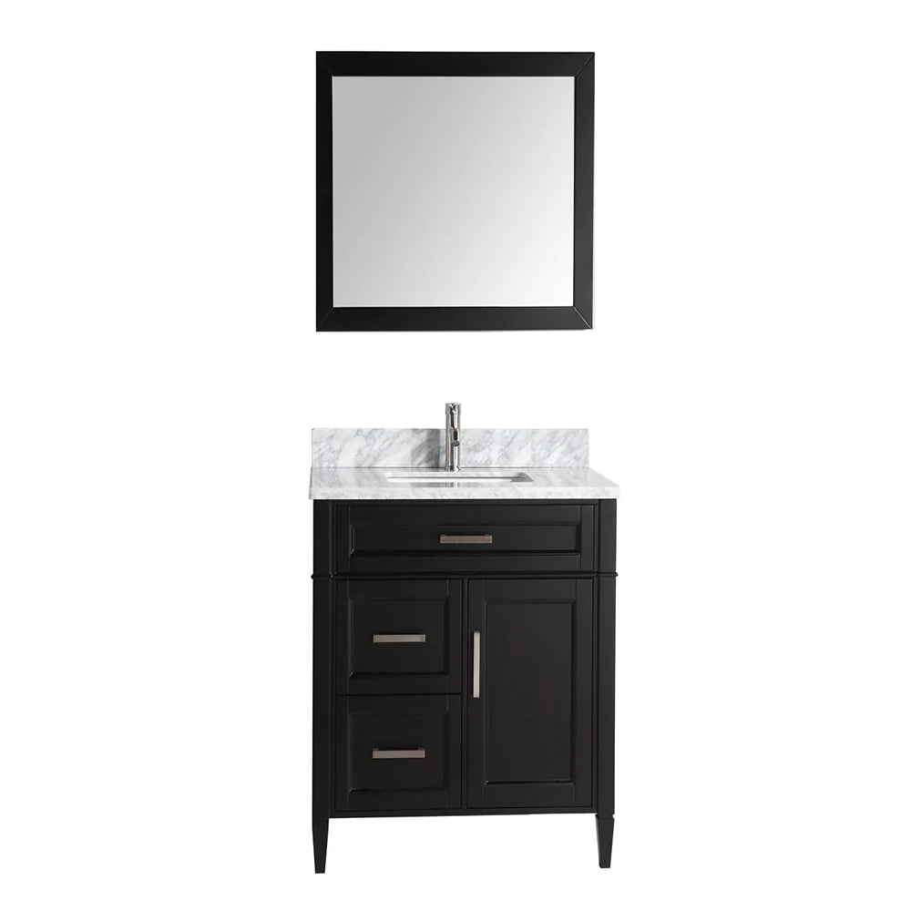 36 in. Single Sink Bathroom Vanity Set in Espresso,Carrara Marble Stone Top - Decohub Home
