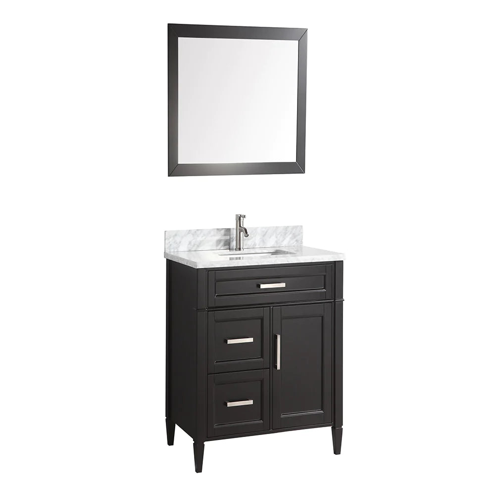 36 in. Single Sink Bathroom Vanity Set in Espresso,Carrara Marble Stone Top - Decohub Home