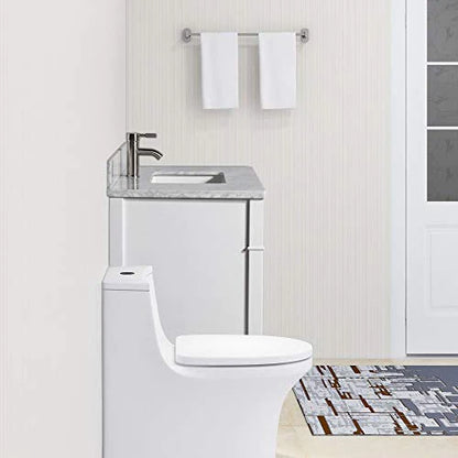 36 in. Single Sink Bathroom Vanity Set in White,Carrara Marble Stone Top - Decohub Home
