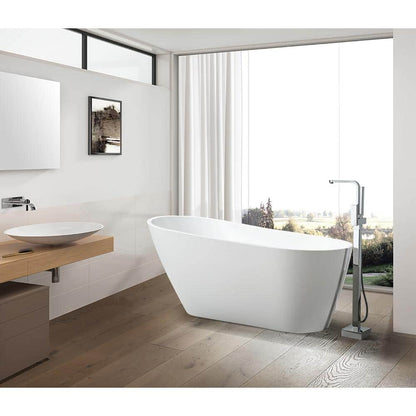 Bourges 55 in. x 28.3 in. Soaking Bathtub with Left Drain in White/Polished Chrome