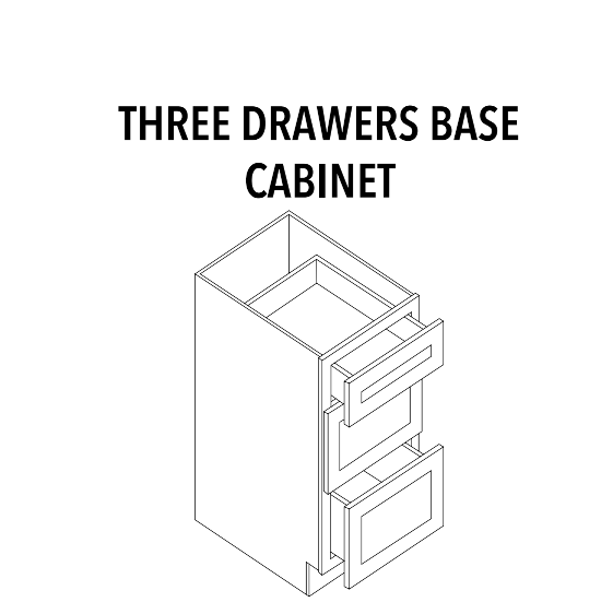 Three-Drawer Base Cabinet — product illustration